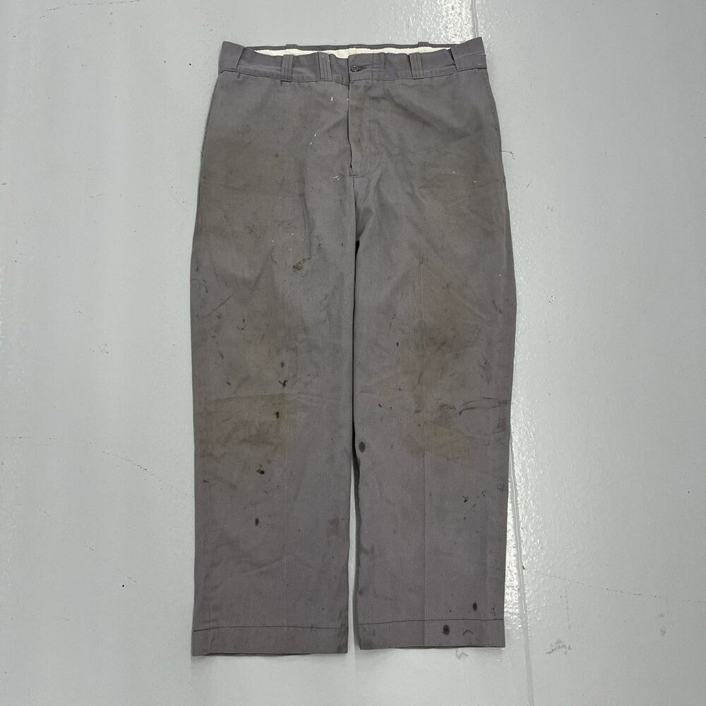 Vintage 60s Red Camel Grey Paint Workwear Chinos 36x28
